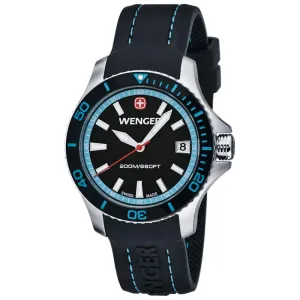 Wenger 01.0621.105 Women's Sea Force Black Dial Black Rubber Strap Dive Watch