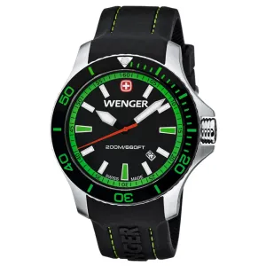 Wenger 01.0641.108 Men's Sea Force Black Dial Black Rubber Strap Dive Watch