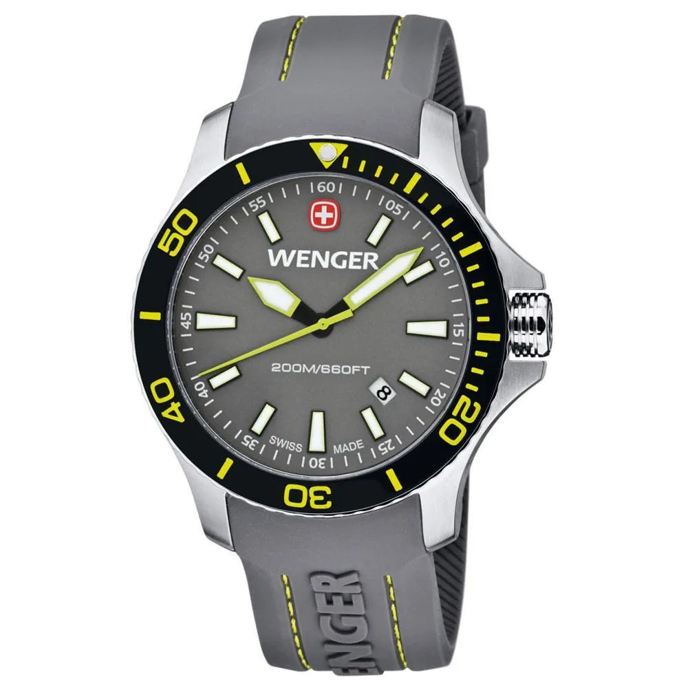 Wenger 01.0641.110 Men's Sea Force Grey Dial Grey Rubber Strap Dive Watch