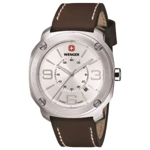 Wenger 01.1051.101 Men's Escort Silver Dial Brown Leather Strap Watch