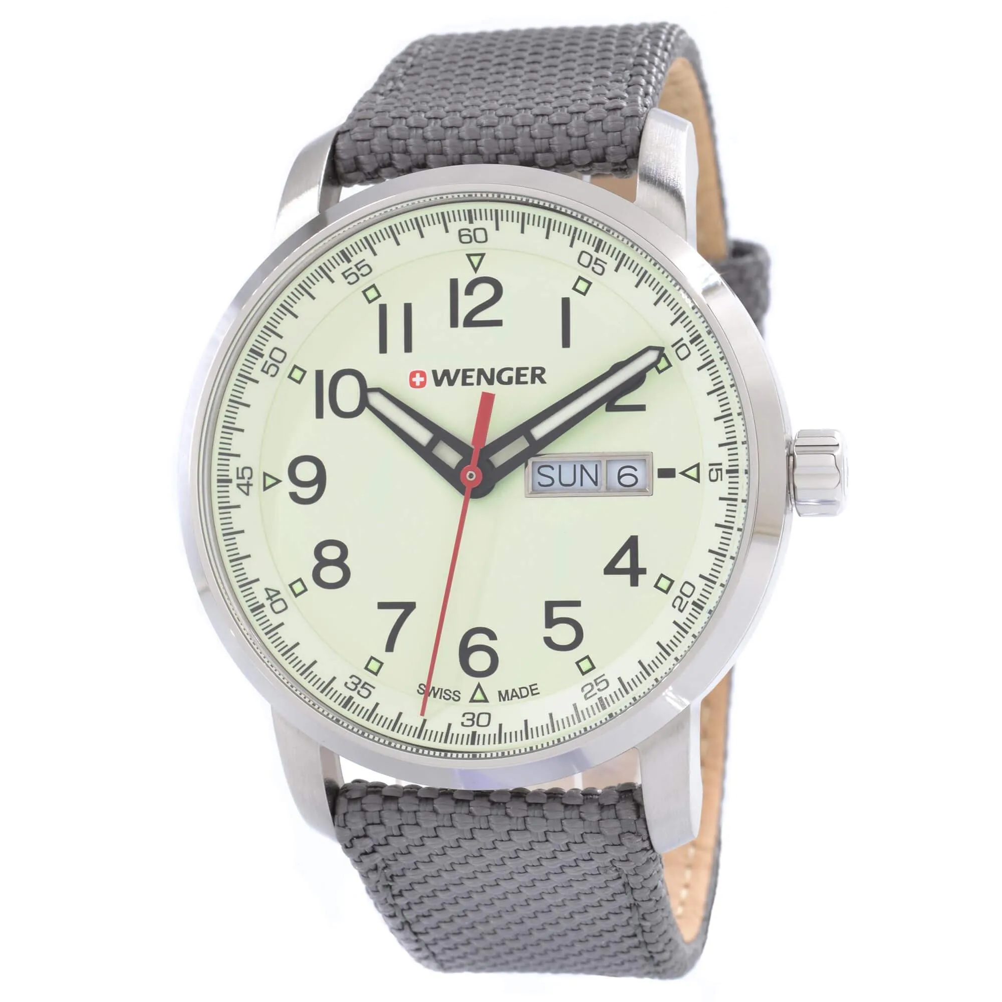Wenger 01.1541.106 Men's Attitude Heritage Beige Dial Grey Nylon Strap Watch