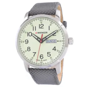Wenger 01.1541.106 Men's Attitude Heritage Beige Dial Grey Nylon Strap Watch