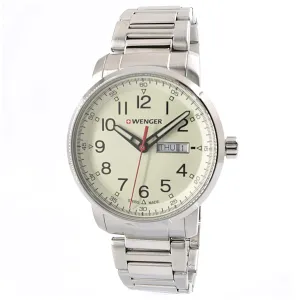 Wenger 01.1541.108 Men's Attitude Heritage Stainless Steel Bracelet Cream Dial Day Date Watch