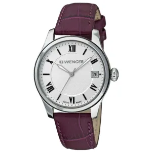 Wenger 0521.103 Women's Terragraph Silver Dial Purple Leather Strap Watch