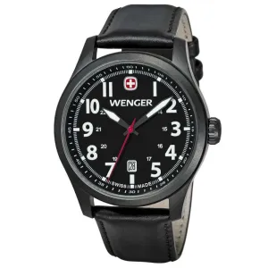 Wenger 0541.101 Men's Terragraph Swiss Made Black Dial Black Leather Strap Watch