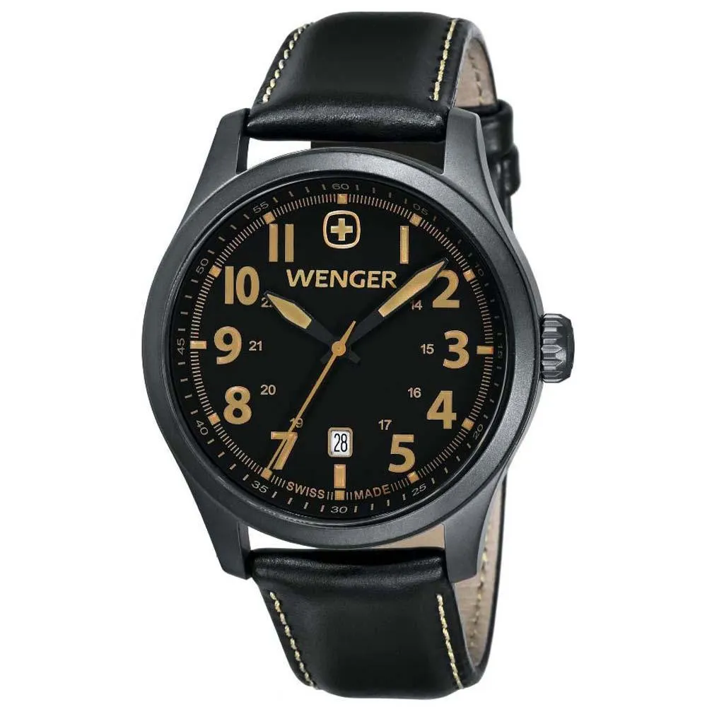 Wenger 0541.105 Men's Terragraph Orange Accents Black Dial Gunmetal Ion Plated Watch