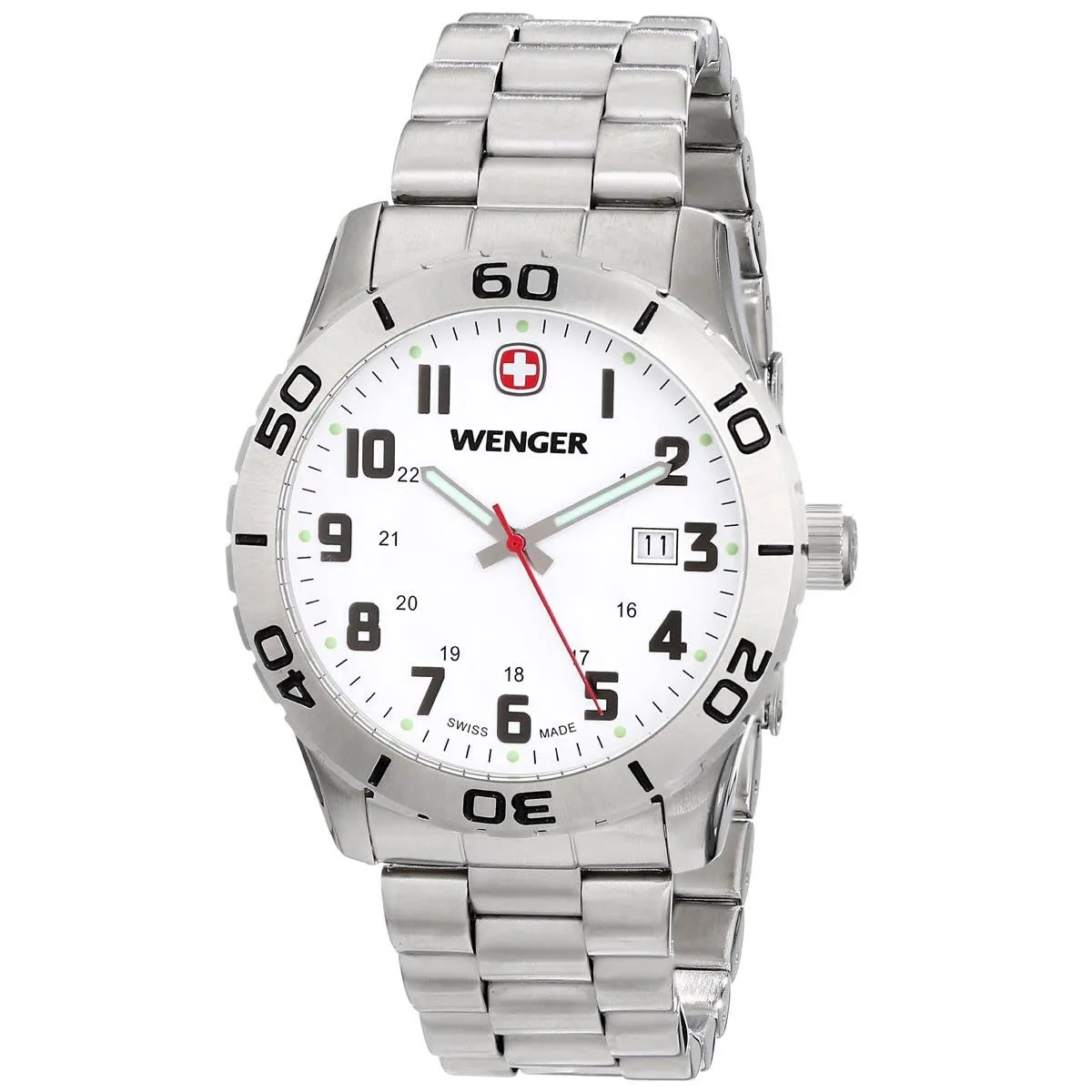 Wenger 0741.102 Swiss Made Men's Grenadier White Dial Stainless Steel Bracelet Sport Watch