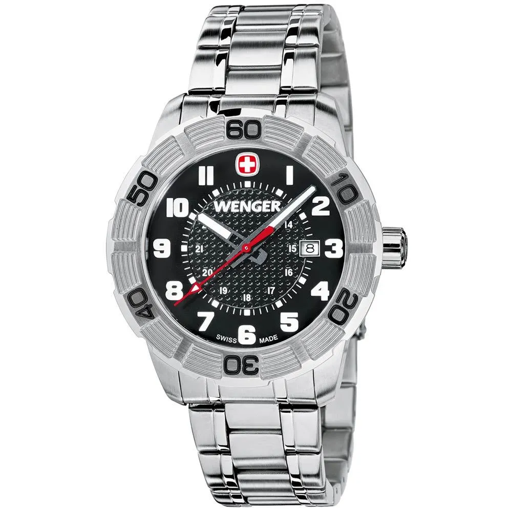 Wenger 0851.102 Men's Roadster Sport Black Dial Steel Bracelet Watch