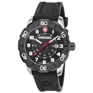 Wenger 0851.105 Men's Roadster Sport Black Bezel Black Dial Black Rubber Strap Watch