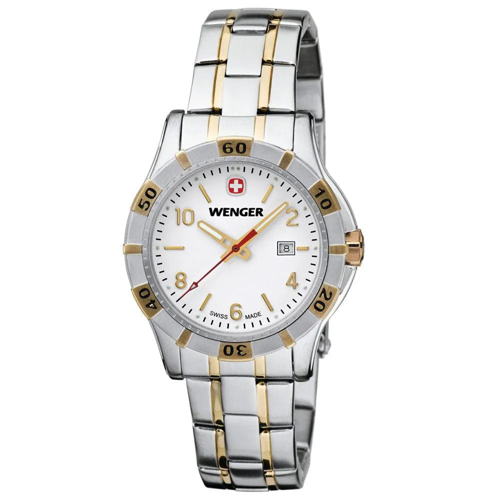 Wenger 0921.105 Women's Platoon White Dial Two Tone Bracelet Watch