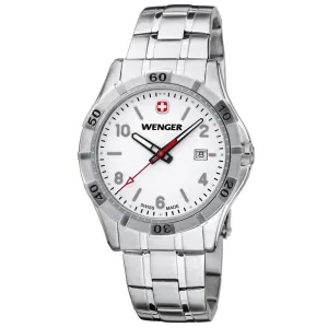 Wenger 0941.102 Men's Platoon White Dial Stainless Steel Bracelet Watch