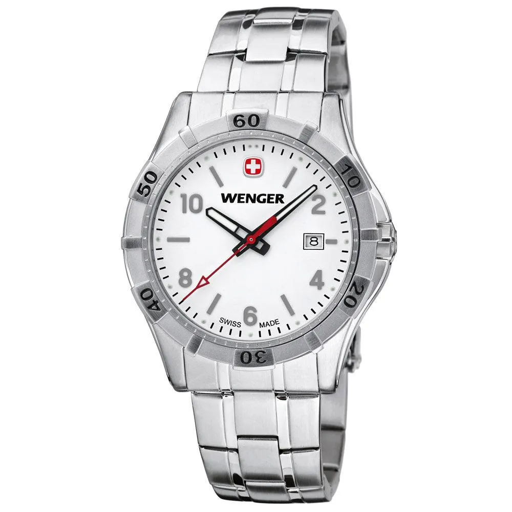 Wenger 0941.102 Men's Platoon White Dial Stainless Steel Bracelet Watch