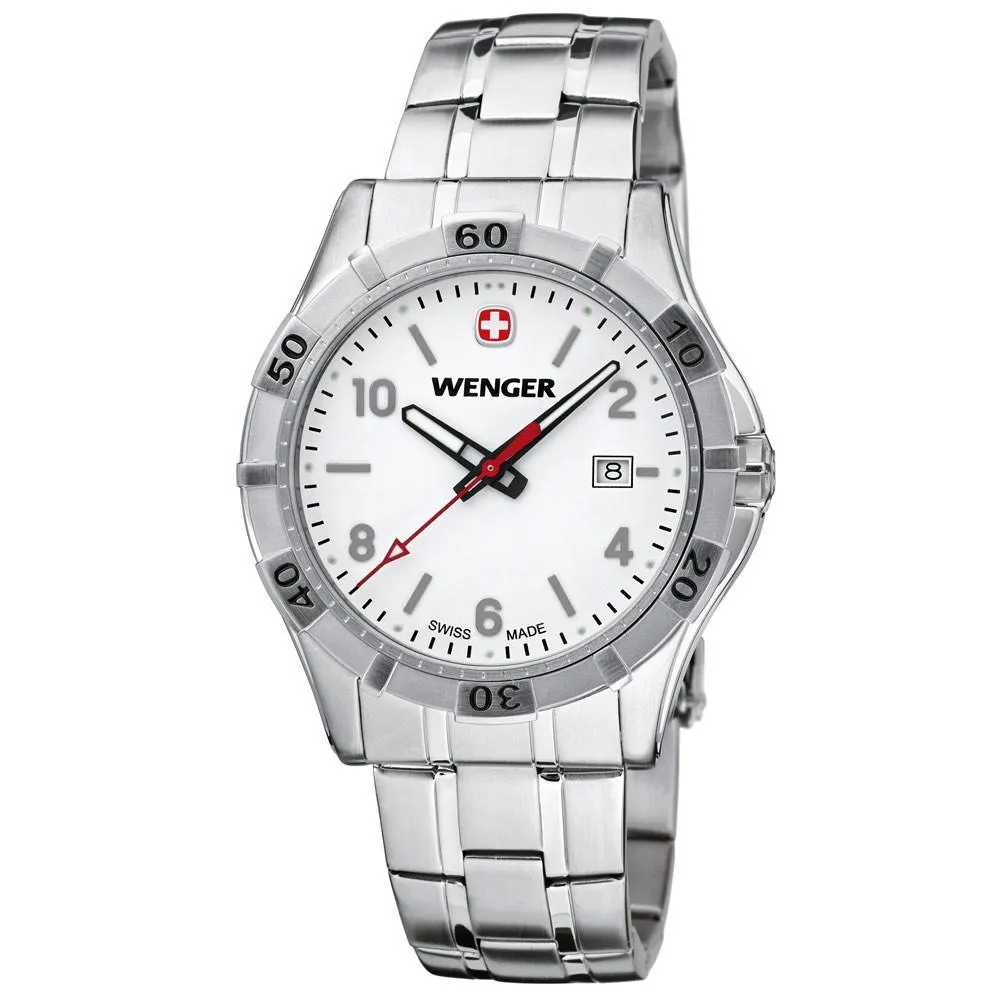 Wenger 0941.102 Men's Platoon White Dial Stainless Steel Bracelet Watch