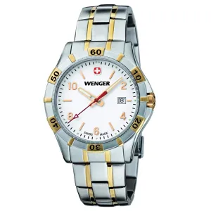 Wenger 0941.105 Men's Platoon White Dial Two Tone Bracelet Watch
