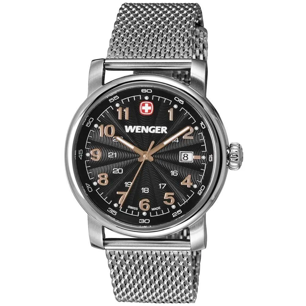 Wenger 1041.106 Men's Urban Classic Black Dial Stainless Steel Mesh Bracelet Watch