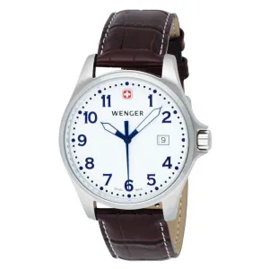 Wenger 72781 Men's TerraGraph White Dial Dark Brown Leather Strap Swiss Watch