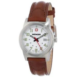 Wenger 72820 Swiss Made Women's White Dial Brown Leather Strap Watch