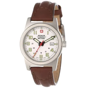 Wenger 72920 Women's Military Classic Field Sports White Dial Brown Leather Strap Swiss Watch