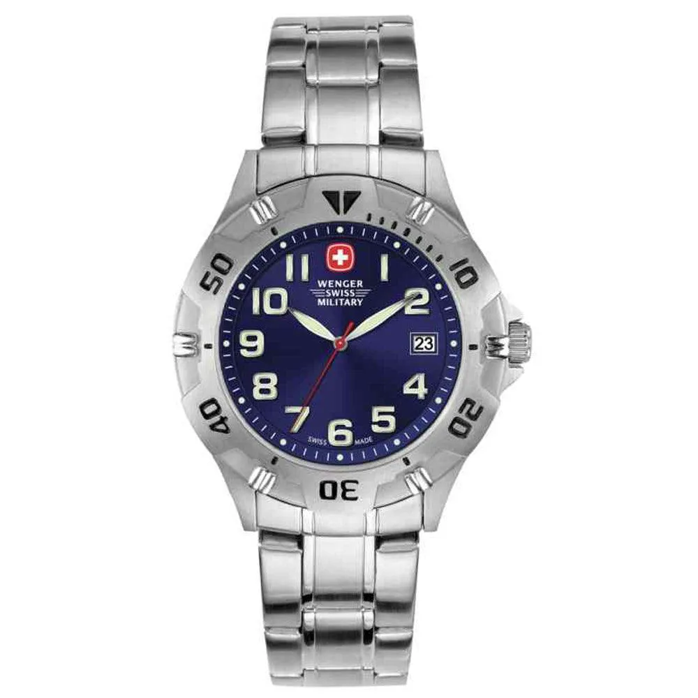 Wenger 72947 Men's Military Brigade Blue Sunray Dial Stainless Steel Watch
