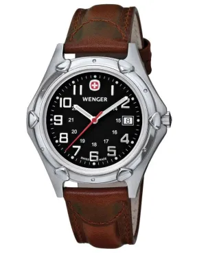 Wenger 73114 Men's Swiss Made Brown Leather Strap Watch