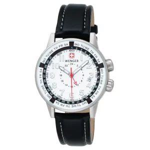Wenger 74731 Men's Commando Calendar White Dial Black Leather Strap Watch