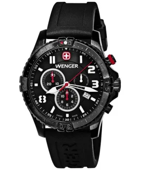 Wenger 77053 Men's Black Rubber Strap Chronograph Watch