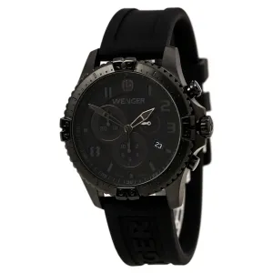 Wenger 77054 Men's Chronograph Black Silicon Strap Swiss Watch
