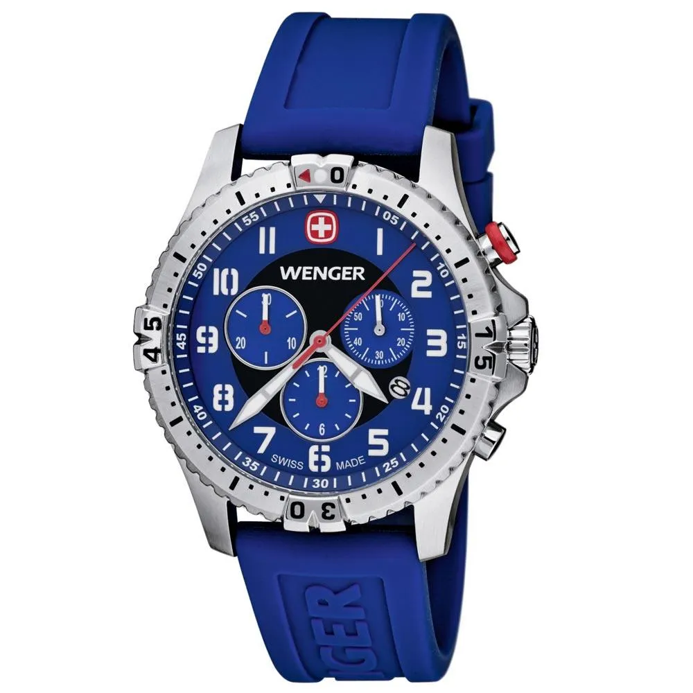 Wenger 77057 Men's Squadron Chrono Blue Dial Blue Rubber Strap Watch