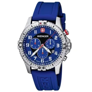 Wenger 77057 Men's Squadron Chrono Blue Dial Blue Rubber Strap Watch