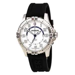 Wenger 77070 Men's White Dial Black Rubber Strap Watch