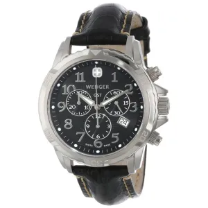 Wenger 78255 Men's GST Chrono Black Dial Black Leather Strap Watch