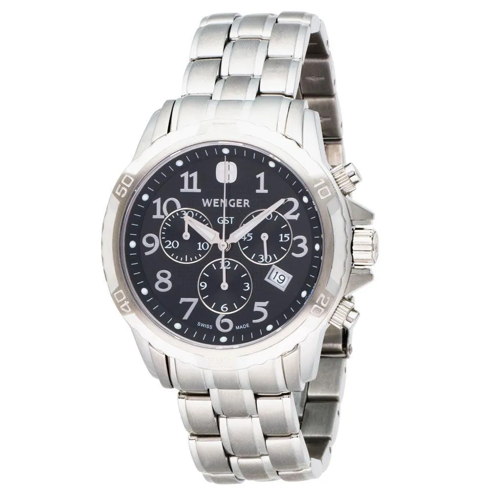 Wenger 78256 Men's GST Chrono Black Dial Stainless Steel Bracelet Watch