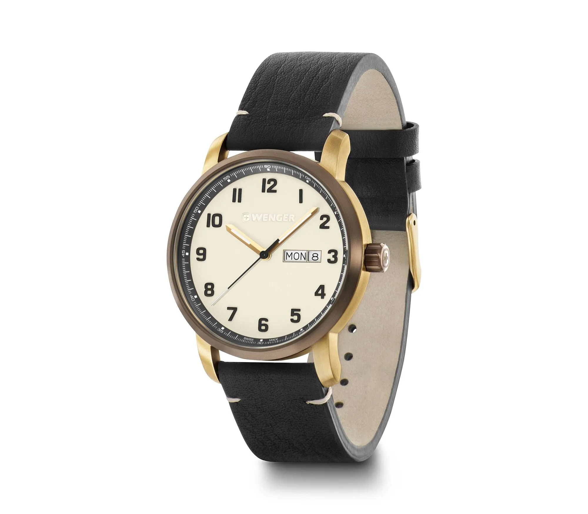 Wenger Attitude Black Leather Watch 01.1541.124