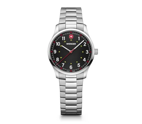 Wenger City Sport 34mm Black Dial Stainless Steel Watch 01.1421.128
