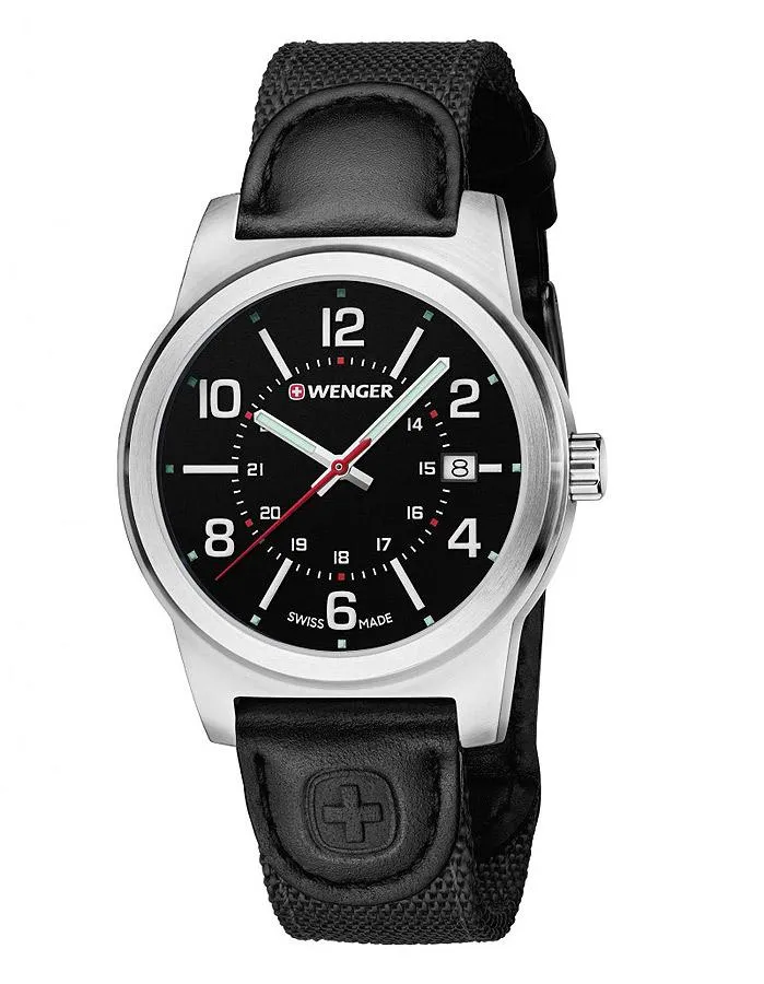 Wenger Field Gear Mens Watch - Black Dial - Black Nylon Strap - Date - 100m