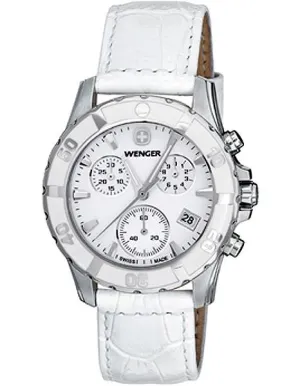 Wenger Ladies Sport Chronograph - White Case&#44; Bezel&#44; and Leather Strap
