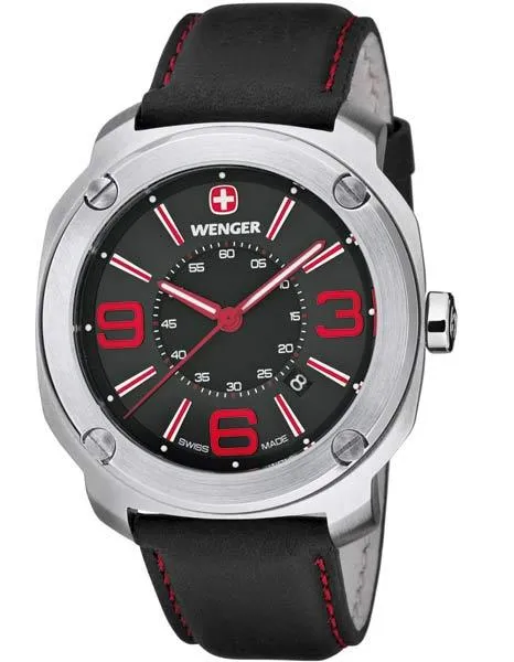 Wenger Mens Edge - Stainless Steel Case - Black & Red - Date Display