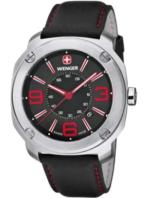 Wenger Mens Edge - Stainless Steel Case - Black & Red - Date Display