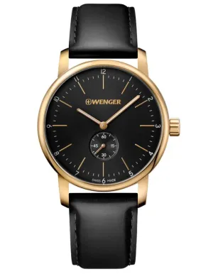 Wenger Mens Urban Classic Watch - Rose Gold-Tone - Black Dial & Strap - 100m