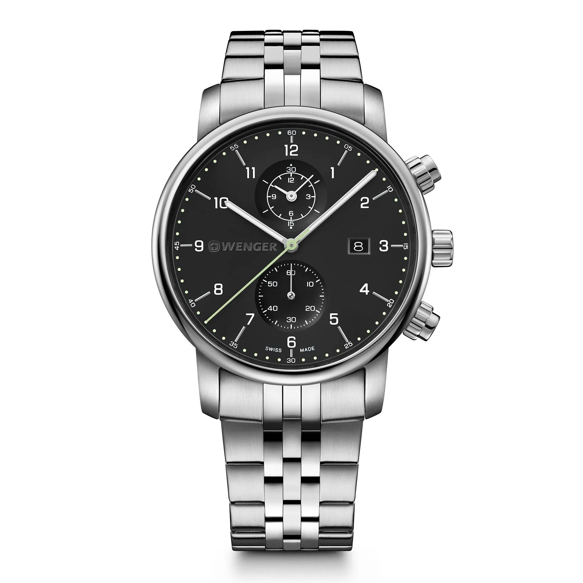 Wenger Urban Classic Chrono Black Dial Stainless Steel Watch 01.1743.122