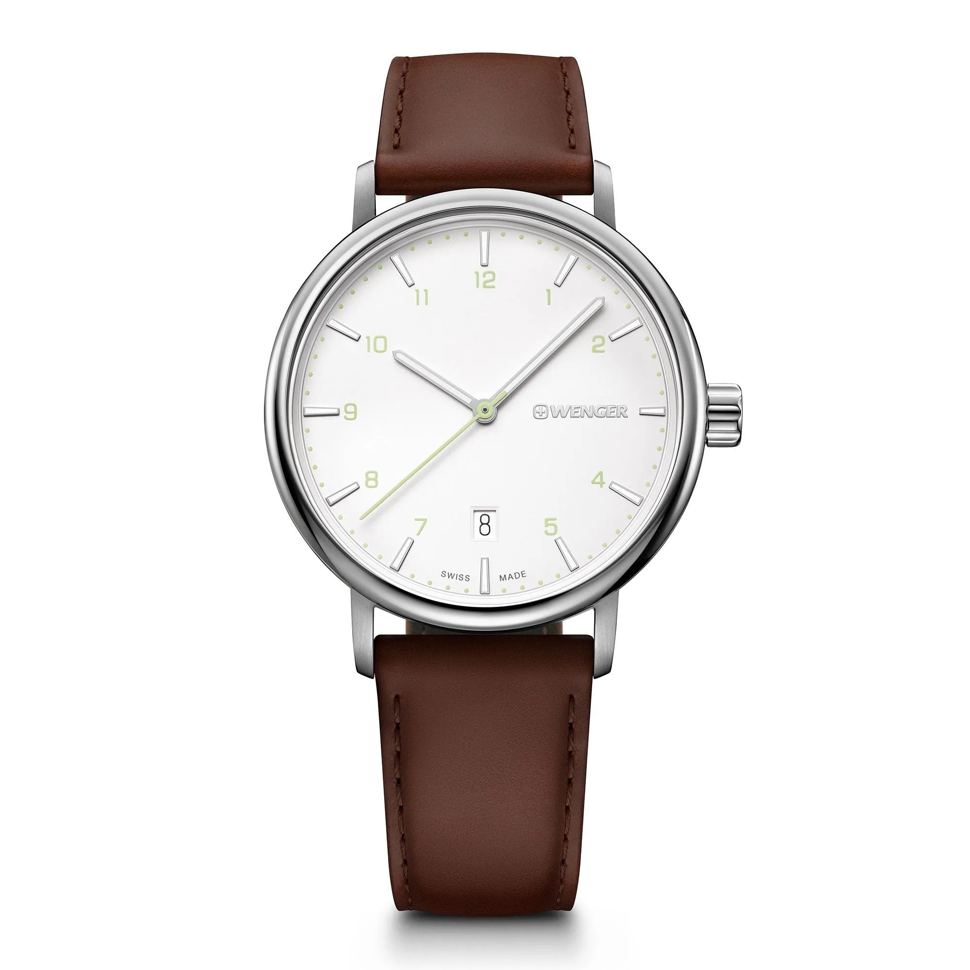 Wenger Urban Classic Silver Dial Brown Leather Watch 01.1731.117