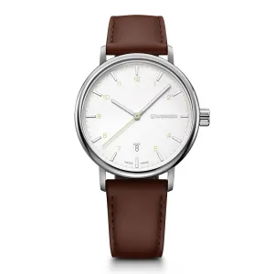 Wenger Urban Classic Silver Dial Brown Leather Watch 01.1731.117