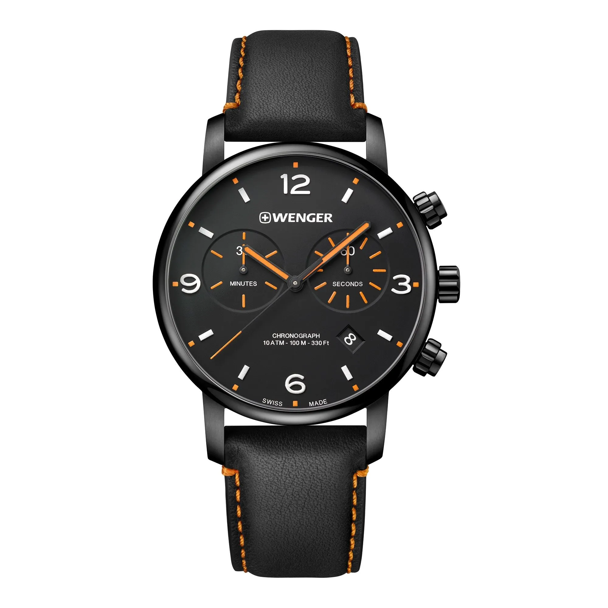 Wenger Urban Metropolitan Chrono Black Dial Leather Watch 01.1743.114