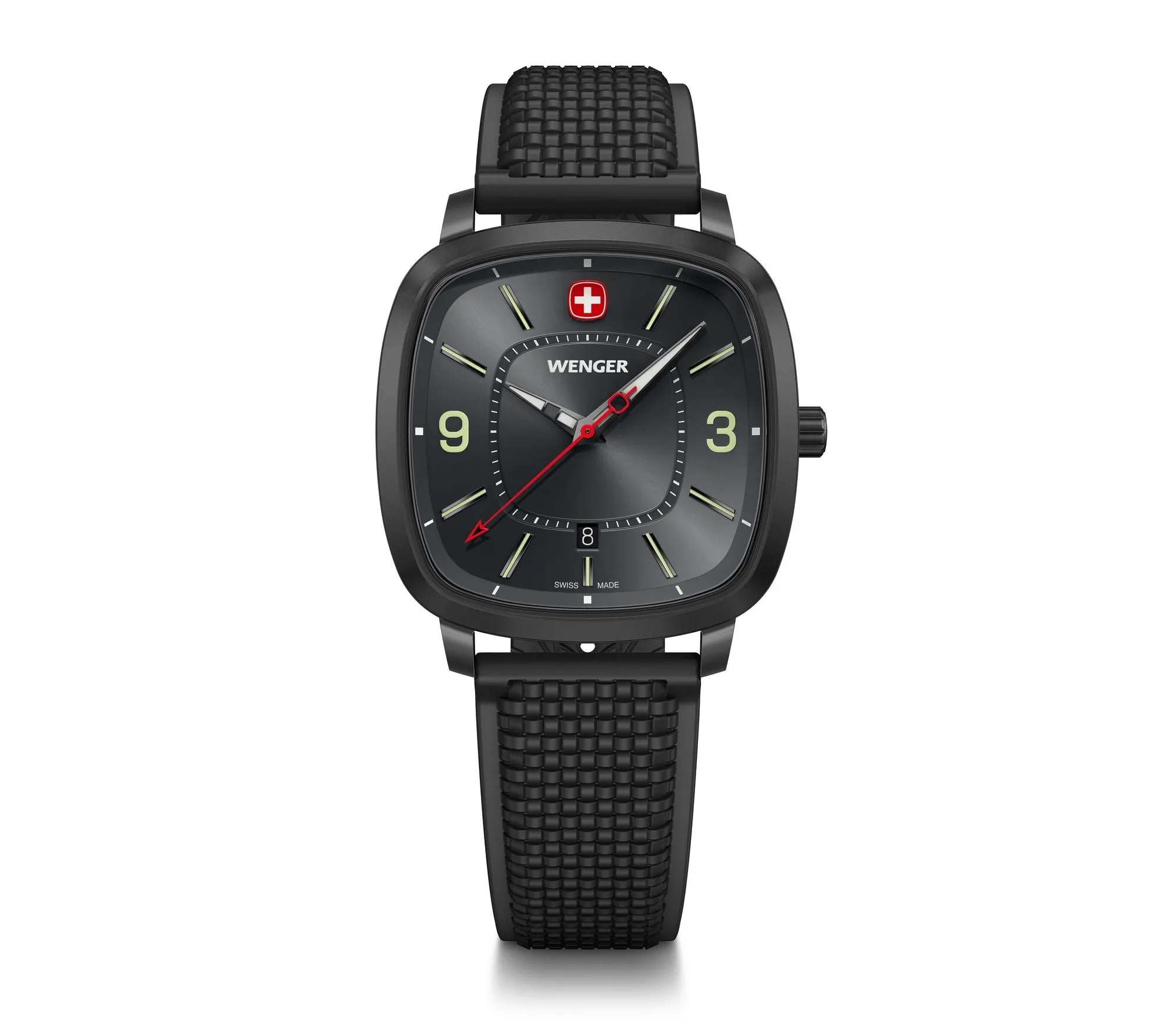 Wenger Vintage Sport 37mm Black Dial Silicone Strap Watch 01.1921.113