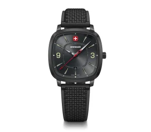 Wenger Vintage Sport 37mm Black Dial Silicone Strap Watch 01.1921.113