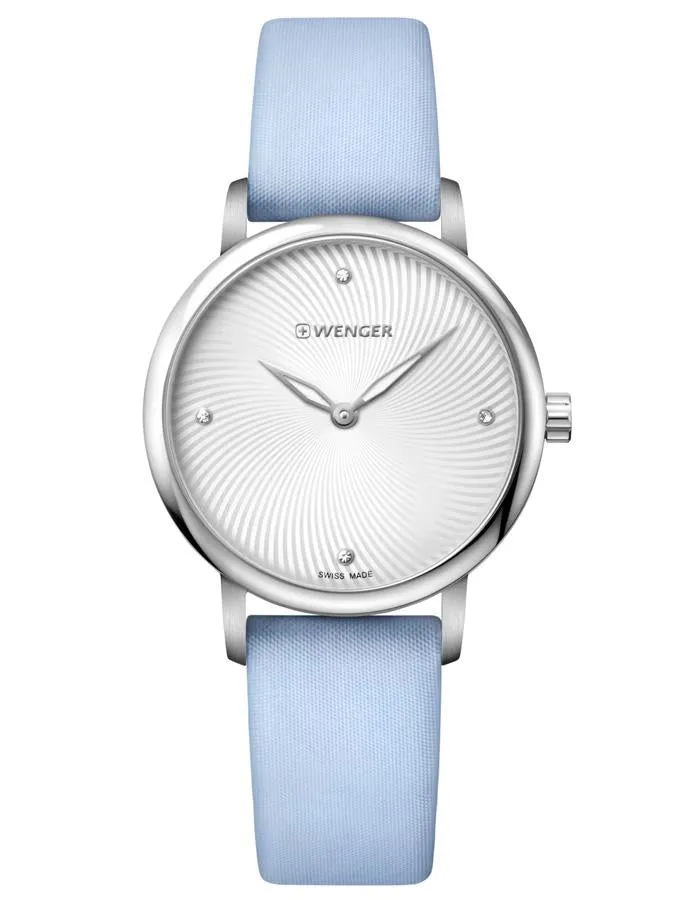 Wenger Womens Urban Donnissima Crystal Marker Dial - Blue Leather Strap