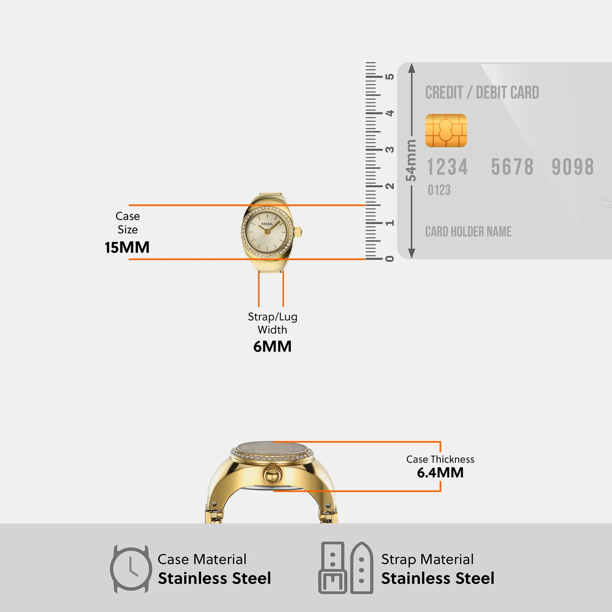 Women's Gold Analog Stainless Steel Ring Watch ES5319